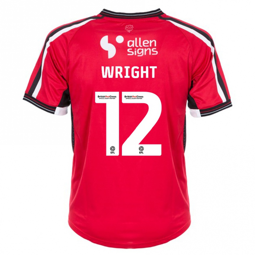 Women Football Jordan Wright #12 Red Home Jersey 2023/24 T-Shirt