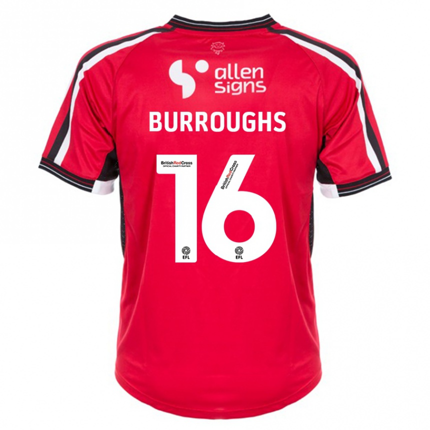 Women Football Jack Burroughs #16 Red Home Jersey 2023/24 T-Shirt