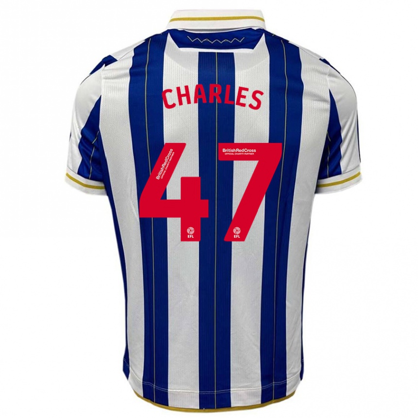 Women Football Pierce Charles #47 Blue White Home Jersey 2023/24 T-Shirt