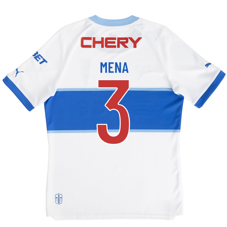 Women Football Eugenio Mena #3 White Home Jersey 2023/24 T-Shirt