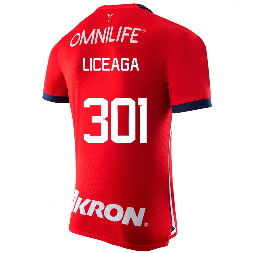 Women Football Juan Liceaga #301 Red Home Jersey 2023/24 T-Shirt