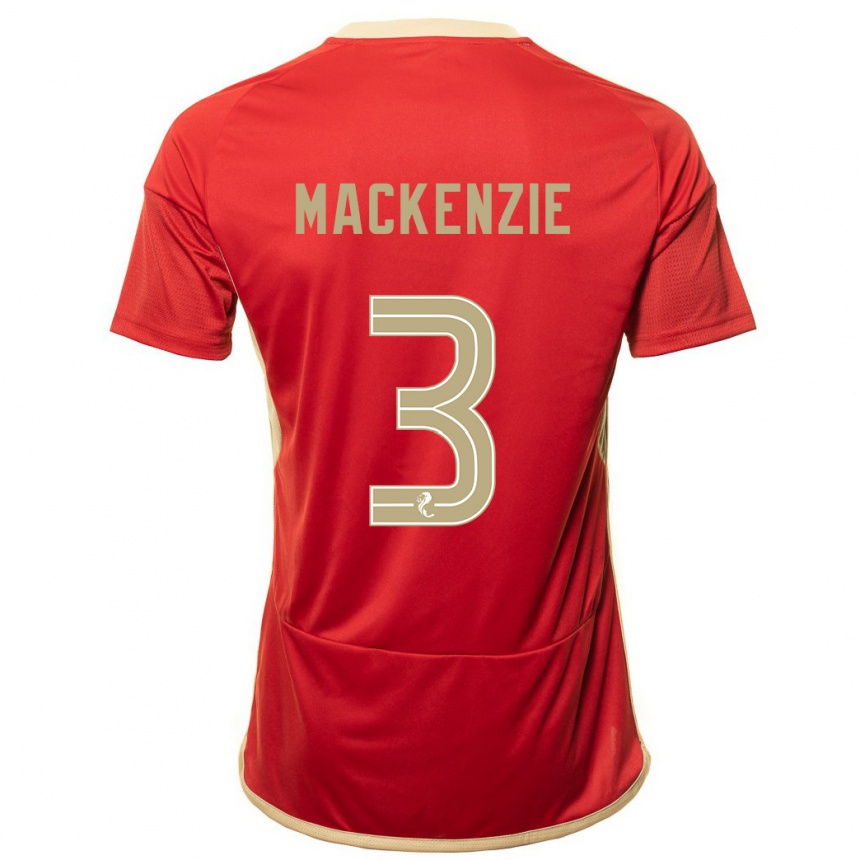 Women Football Jack Mackenzie #3 Red Home Jersey 2023/24 T-Shirt