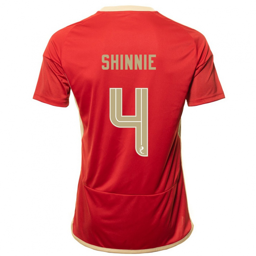 Women Football Graeme Shinnie #4 Red Home Jersey 2023/24 T-Shirt