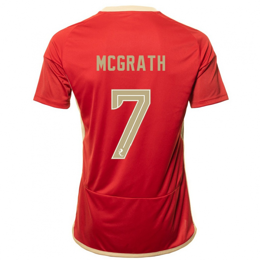 Women Football Jamie Mcgrath #7 Red Home Jersey 2023/24 T-Shirt