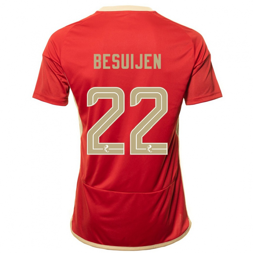 Women Football Vicente Besuijen #22 Red Home Jersey 2023/24 T-Shirt