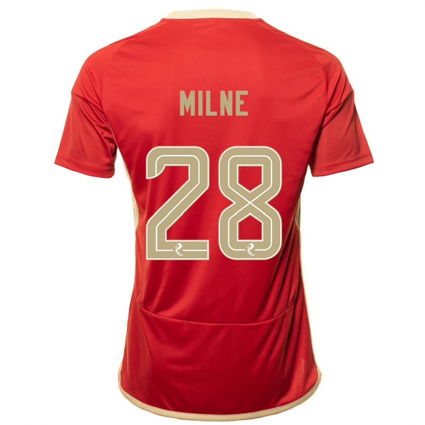 Women Football Jack Milne #28 Red Home Jersey 2023/24 T-Shirt