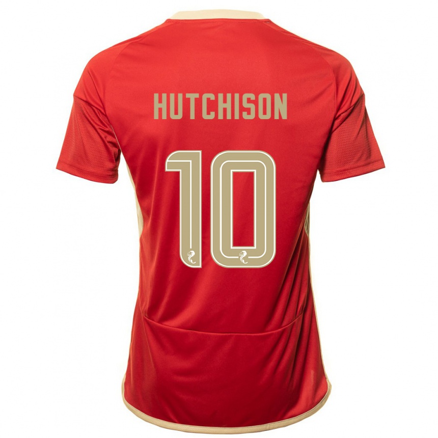Women Football Bayley Hutchison #10 Red Home Jersey 2023/24 T-Shirt