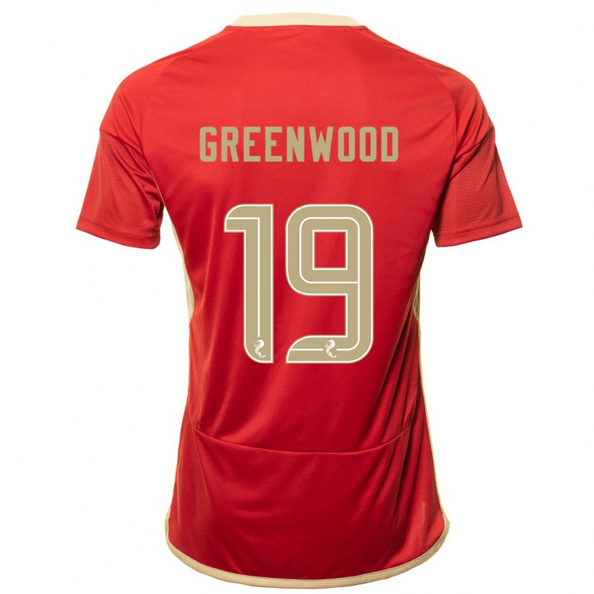 Women Football Brodie Greenwood #19 Red Home Jersey 2023/24 T-Shirt