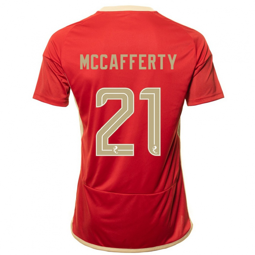Women Football Eirinn Mccafferty #21 Red Home Jersey 2023/24 T-Shirt