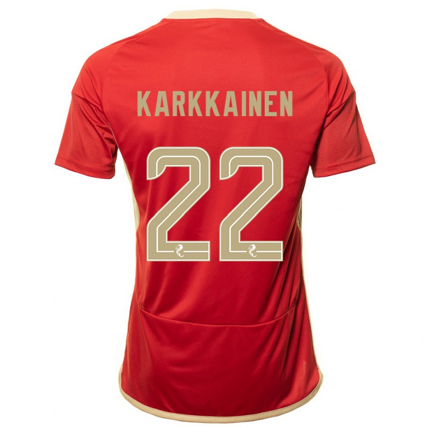 Women Football Elena Kärkkäinen #22 Red Home Jersey 2023/24 T-Shirt