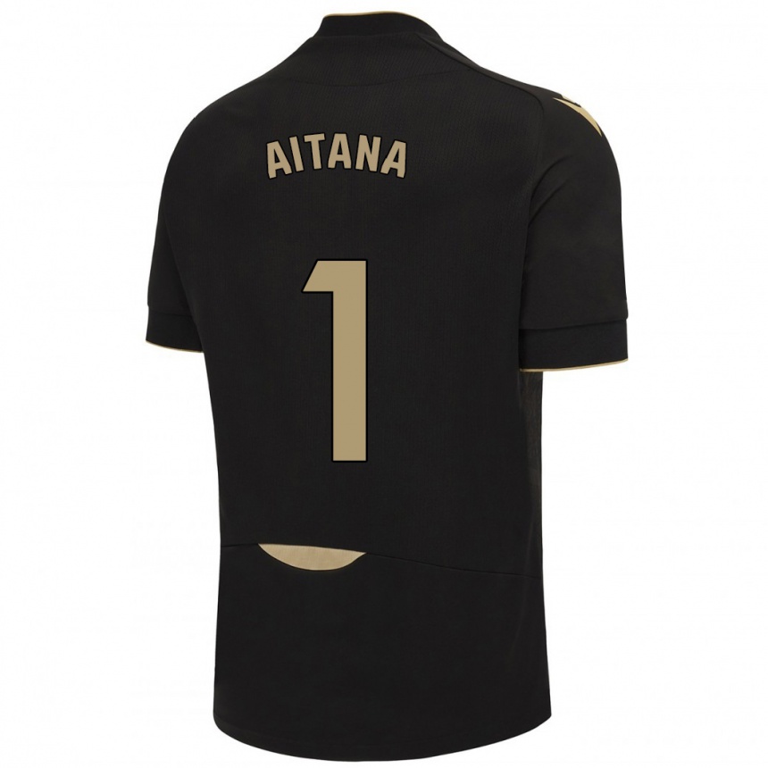 Women Football Aitana #1 Black Away Jersey 2023/24 T-Shirt