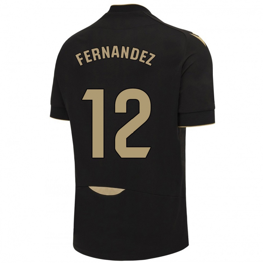 Women Football Sandra Fernández León #12 Black Away Jersey 2023/24 T-Shirt