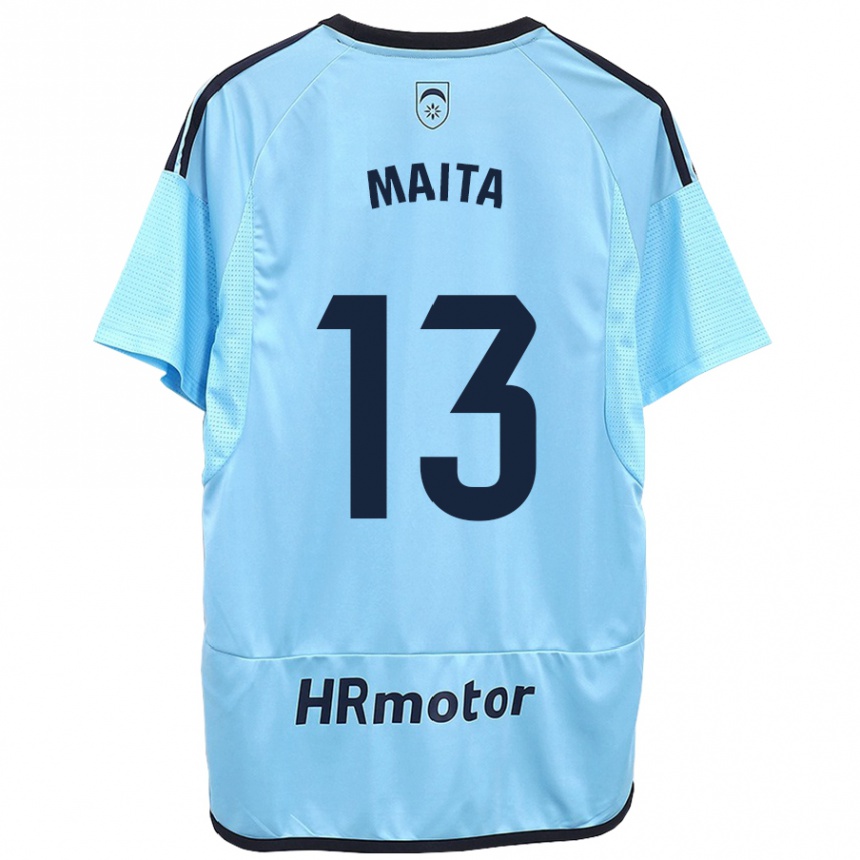 Women Football Maitane Zalba Irañeta #13 Blue Away Jersey 2023/24 T-Shirt