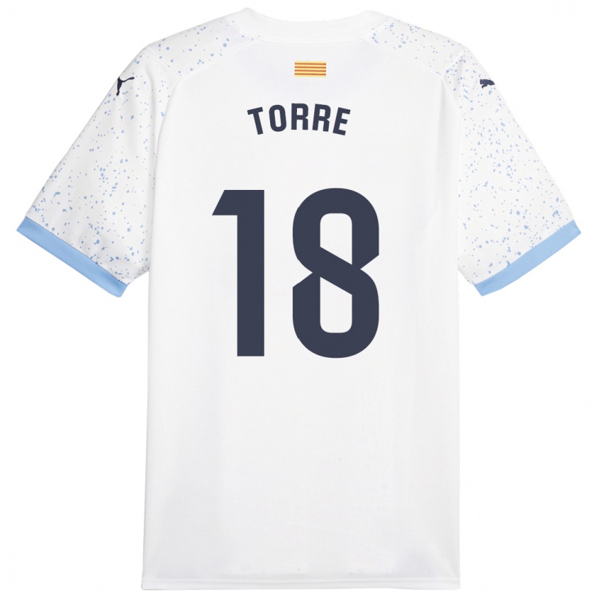 Women Football Pablo Torre #18 White Away Jersey 2023/24 T-Shirt