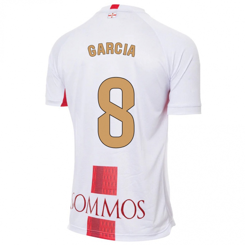 Women Football David García #8 White Away Jersey 2023/24 T-Shirt