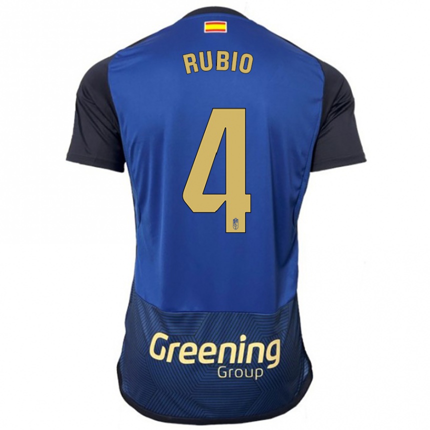 Women Football Miguel Rubio #4 Navy Away Jersey 2023/24 T-Shirt