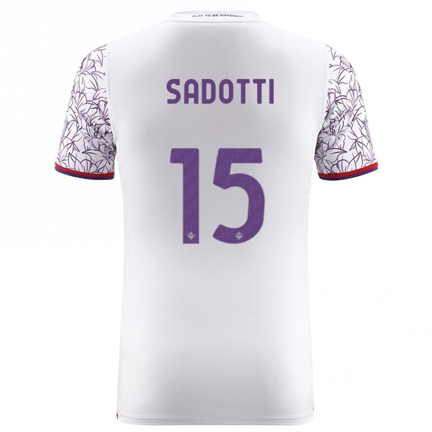 Women Football Edoardo Sadotti #15 White Away Jersey 2023/24 T-Shirt