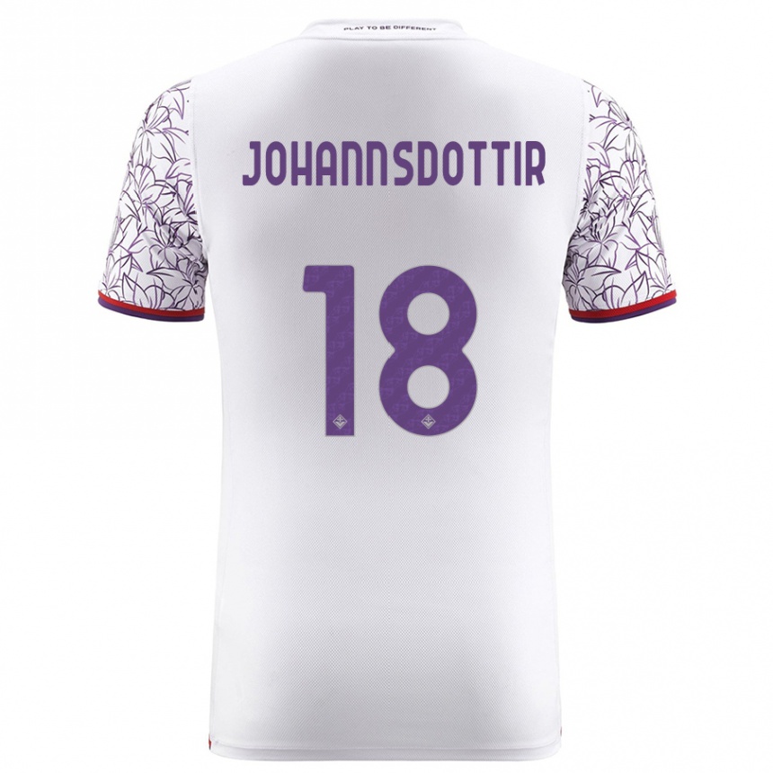 Women Football Alexandra Jóhannsdóttir #18 White Away Jersey 2023/24 T-Shirt