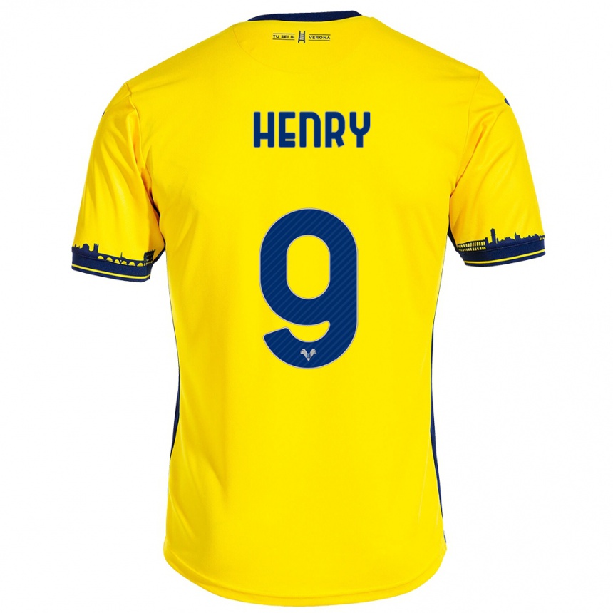 Women Football Thomas Henry #9 Yellow Away Jersey 2023/24 T-Shirt