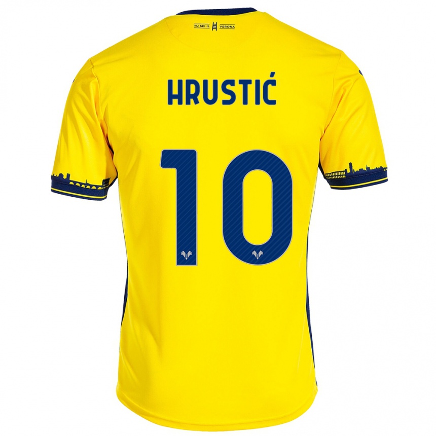 Women Football Ajdin Hrustić #10 Yellow Away Jersey 2023/24 T-Shirt