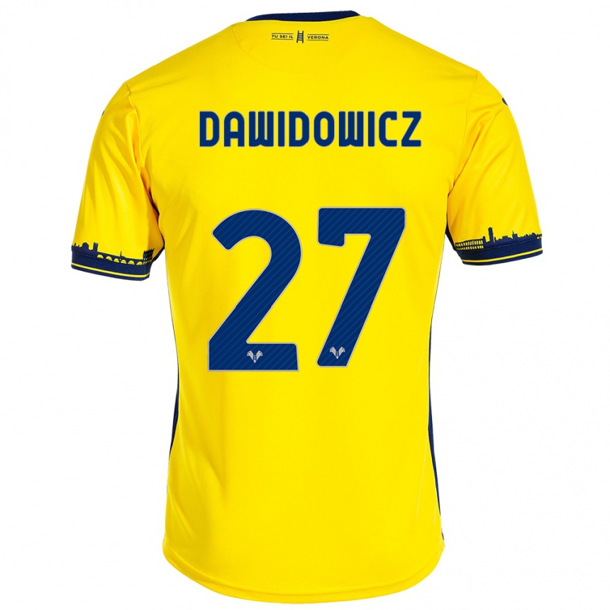Women Football Pawel Dawidowicz #27 Yellow Away Jersey 2023/24 T-Shirt