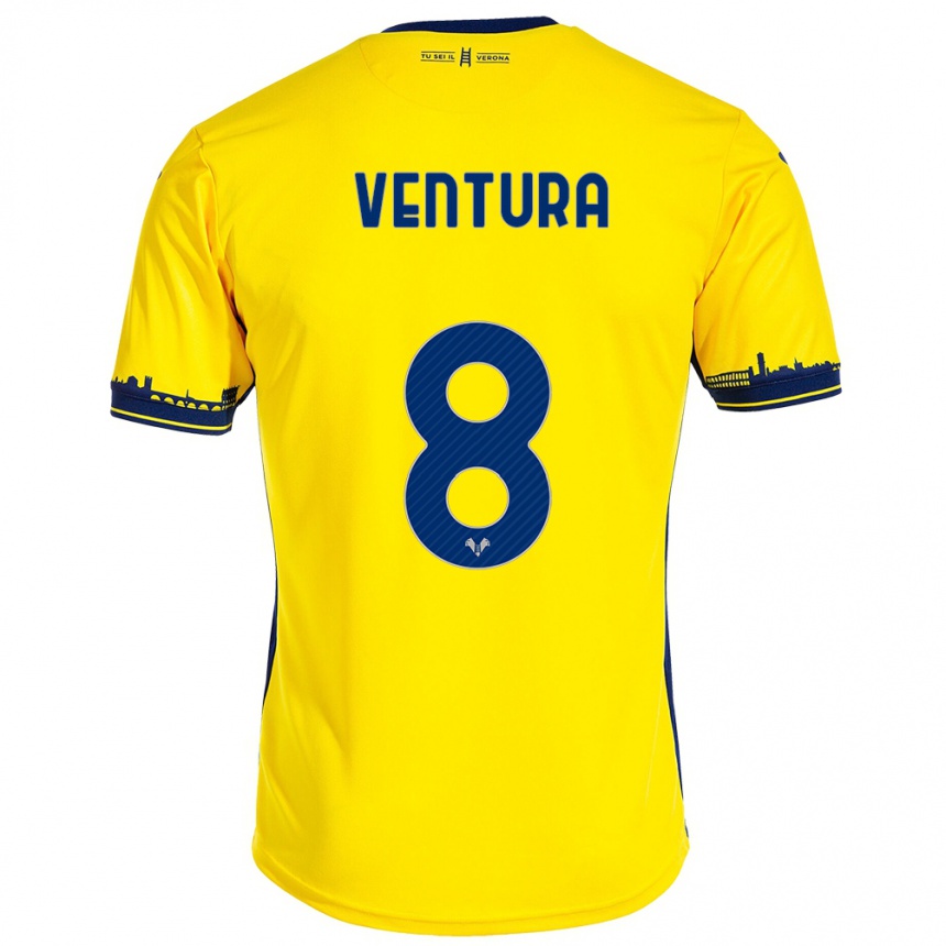 Women Football Ciro Ventura #8 Yellow Away Jersey 2023/24 T-Shirt