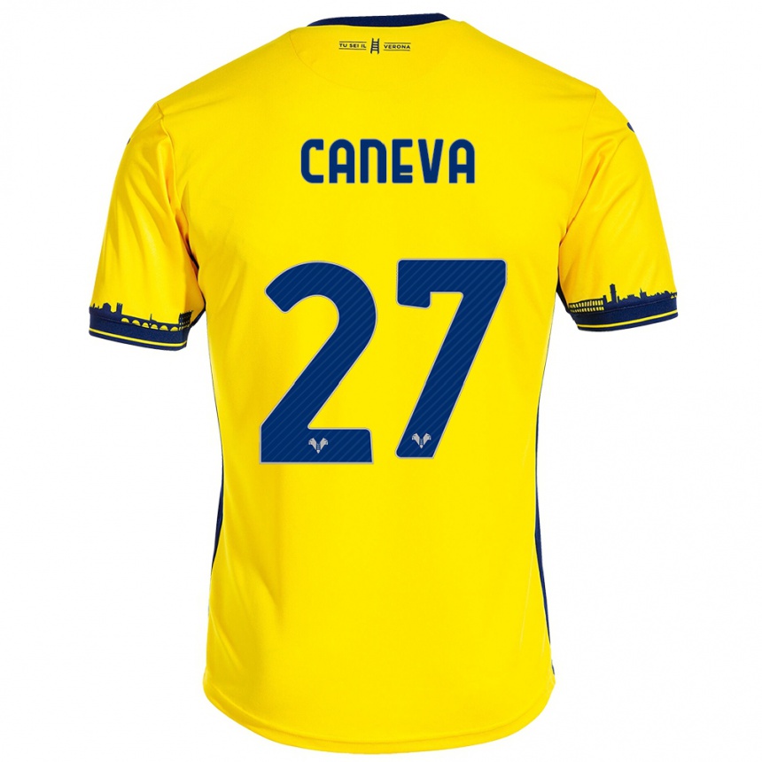 Women Football Elia Caneva #27 Yellow Away Jersey 2023/24 T-Shirt