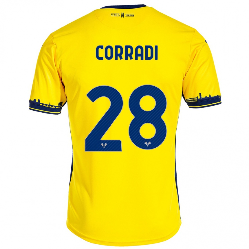 Women Football Christian Corradi #28 Yellow Away Jersey 2023/24 T-Shirt