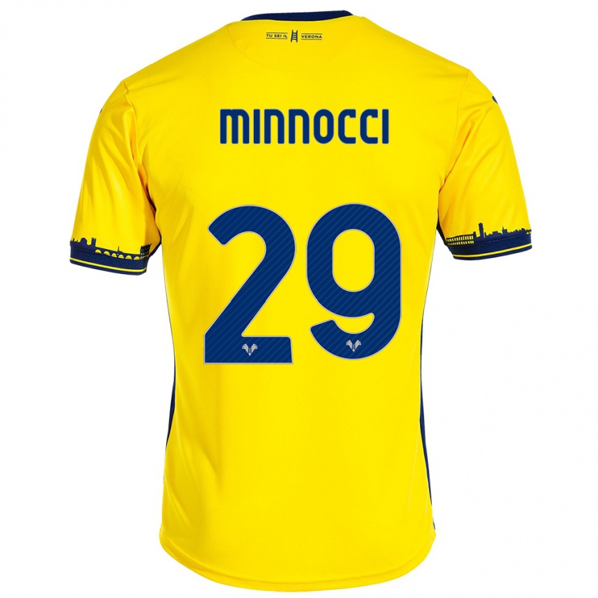 Women Football Valerio Minnocci #29 Yellow Away Jersey 2023/24 T-Shirt