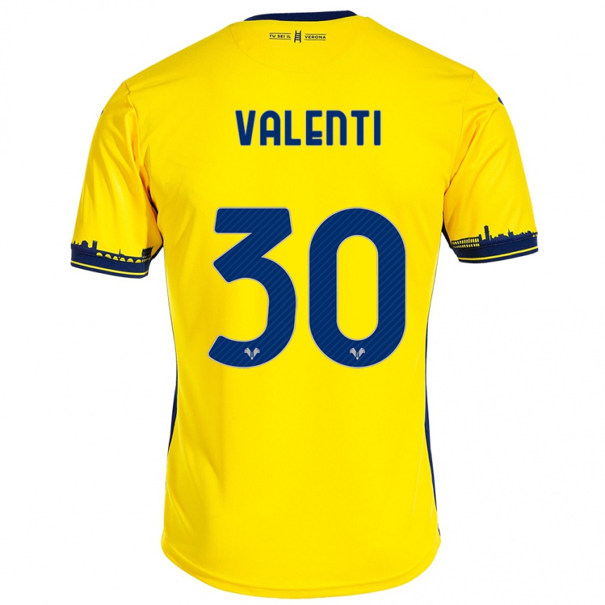 Women Football Francesco Valenti #30 Yellow Away Jersey 2023/24 T-Shirt