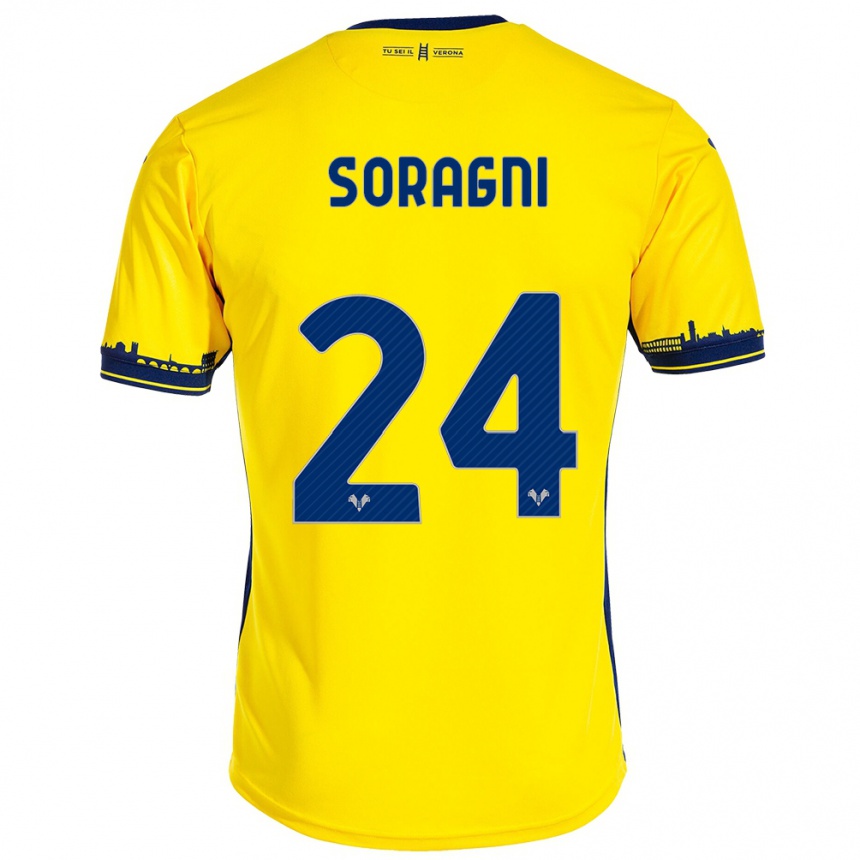 Women Football Alberto Soragni #24 Yellow Away Jersey 2023/24 T-Shirt