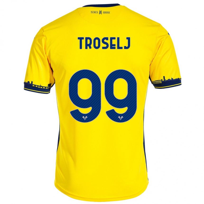 Women Football Ethan Troselj #99 Yellow Away Jersey 2023/24 T-Shirt