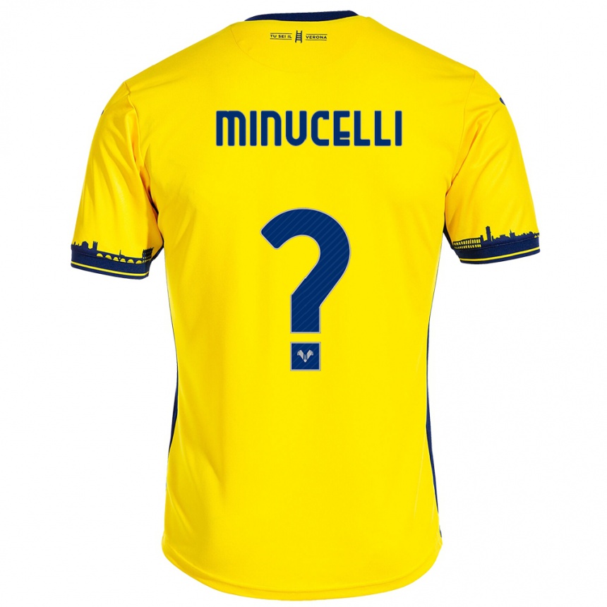 Women Football Filippo Minucelli #0 Yellow Away Jersey 2023/24 T-Shirt