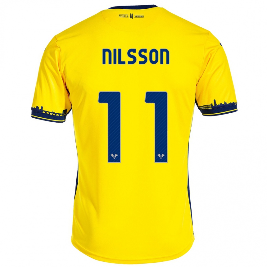 Women Football Sara Nilsson #11 Yellow Away Jersey 2023/24 T-Shirt