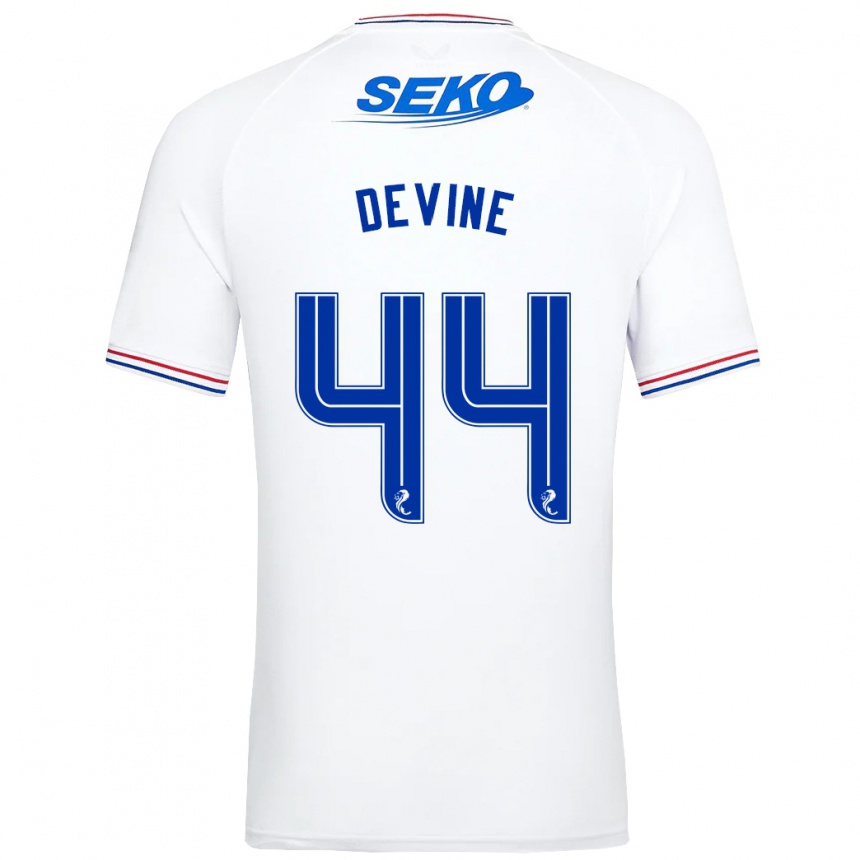 Women Football Adam Devine #44 White Away Jersey 2023/24 T-Shirt