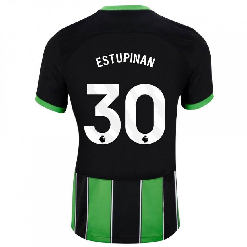 Women Football Pervis Estupiñán #30 Black Green Away Jersey 2023/24 T-Shirt