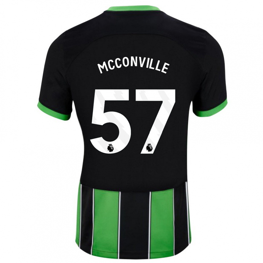 Women Football Ruairi Mcconville #57 Black Green Away Jersey 2023/24 T-Shirt