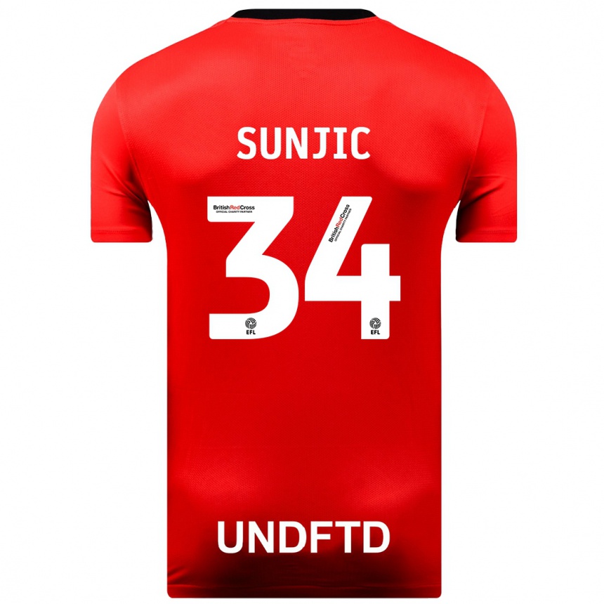 Women Football Ivan Sunjic #34 Red Away Jersey 2023/24 T-Shirt