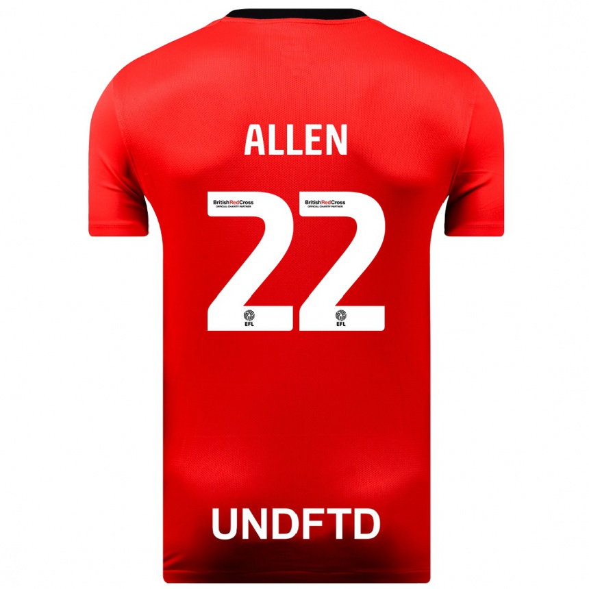 Women Football Remi Allen #22 Red Away Jersey 2023/24 T-Shirt