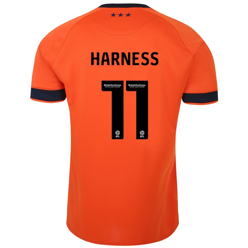 Women Football Marcus Harness #11 Orange Away Jersey 2023/24 T-Shirt