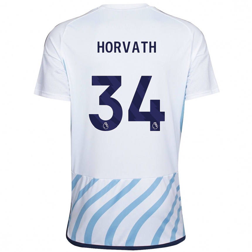 Women Football Ethan Horvath #34 White Blue Away Jersey 2023/24 T-Shirt