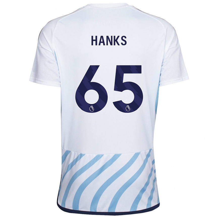Women Football Justin Hanks #65 White Blue Away Jersey 2023/24 T-Shirt