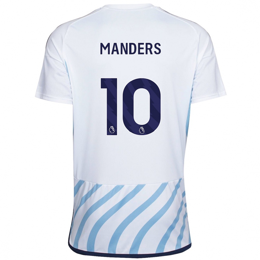 Women Football Holly Manders #10 White Blue Away Jersey 2023/24 T-Shirt