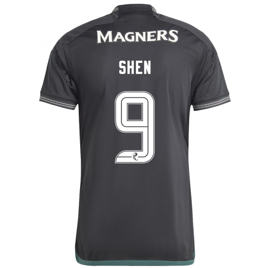 Women Football Shen Mengyu #9 Black Away Jersey 2023/24 T-Shirt