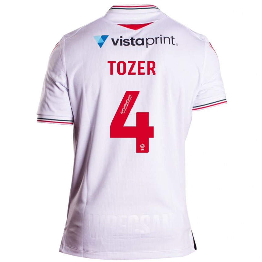 Women Football Ben Tozer #4 White Away Jersey 2023/24 T-Shirt