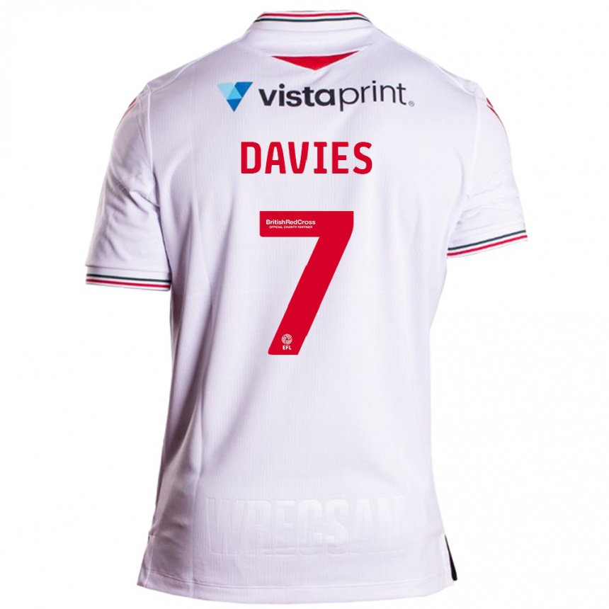 Women Football Jordan Davies #7 White Away Jersey 2023/24 T-Shirt