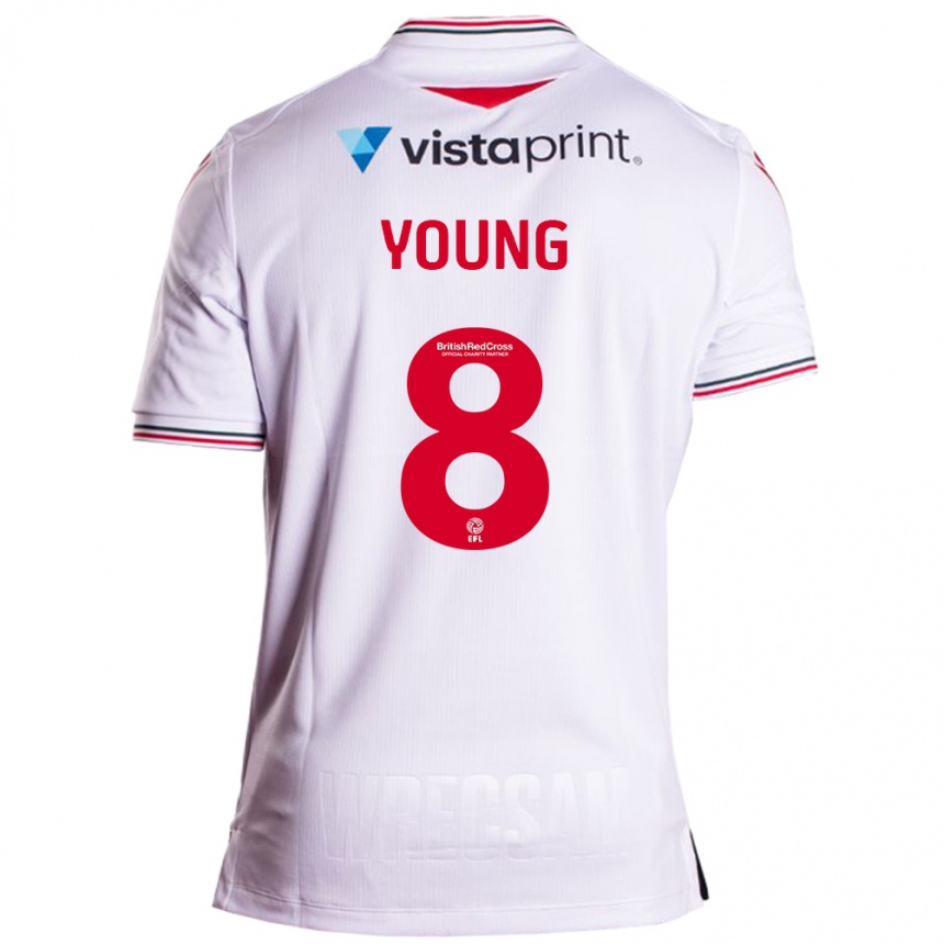 Women Football Luke Young #8 White Away Jersey 2023/24 T-Shirt