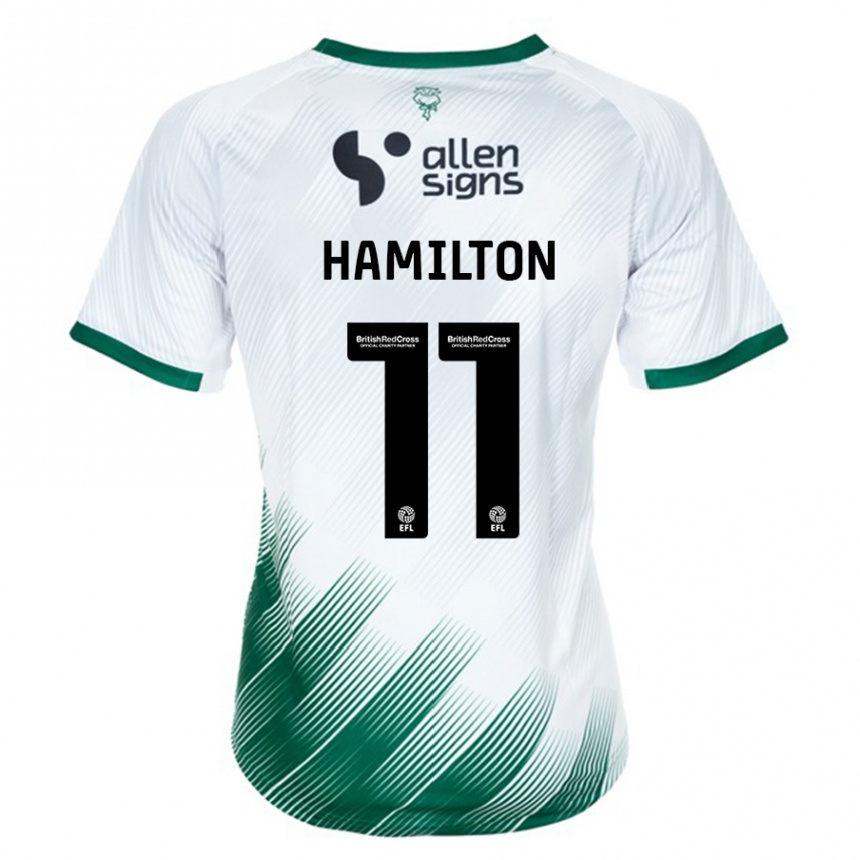 Women Football Ethan Hamilton #11 White Away Jersey 2023/24 T-Shirt