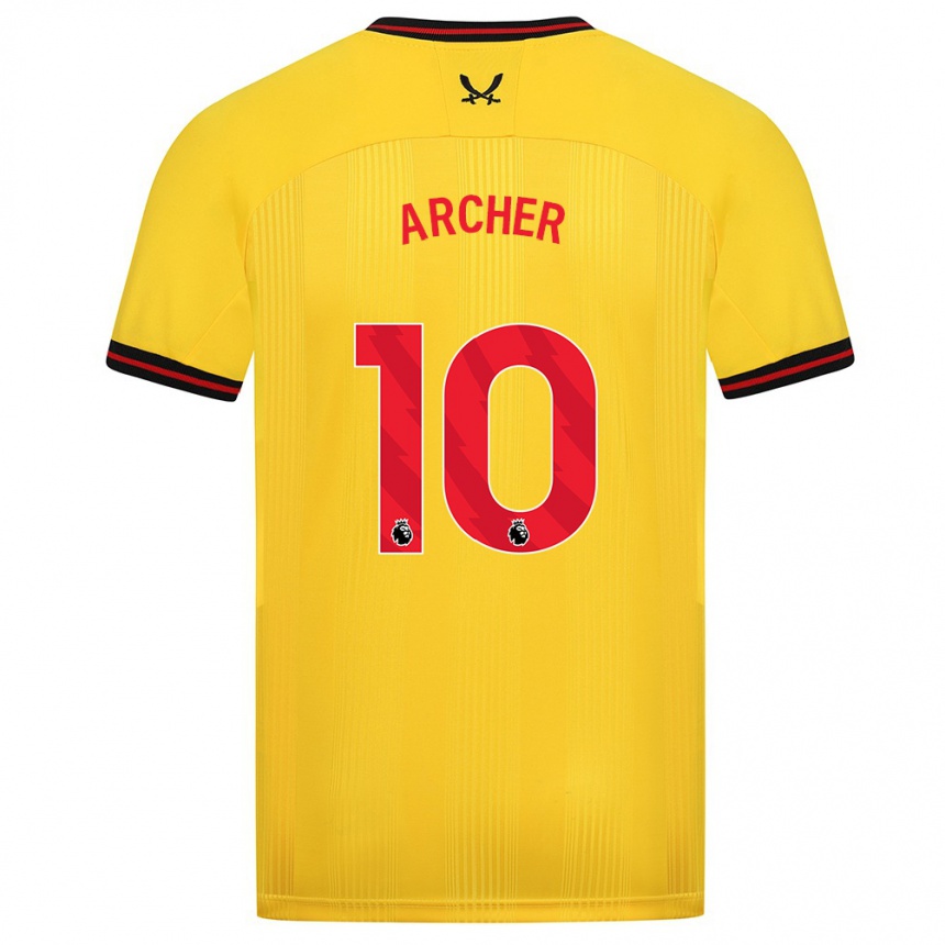 Women Football Cameron Archer #10 Yellow Away Jersey 2023/24 T-Shirt