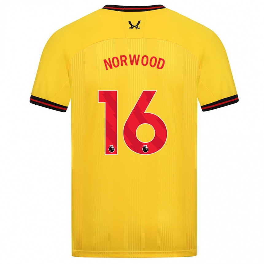 Women Football Oliver Norwood #16 Yellow Away Jersey 2023/24 T-Shirt